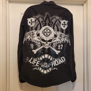 🔥Helix Men's Medium Black 1987 Button Down shirt. EXCELLENT SHIRT. 100% Cotton